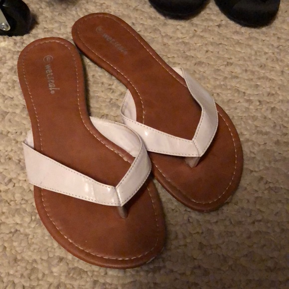 white dressy flip flops